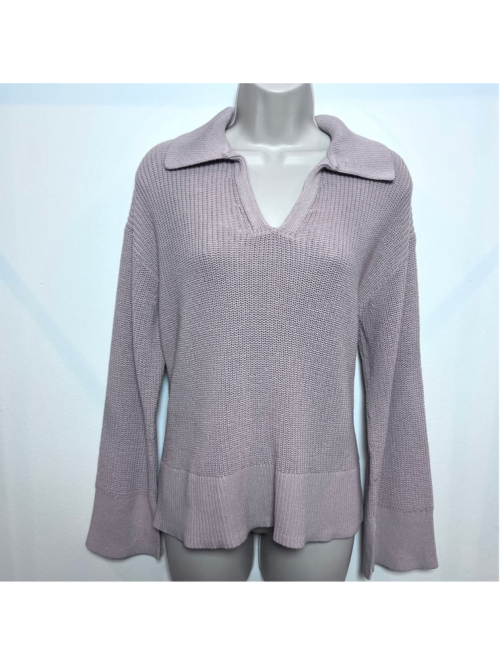 J. Crew Sweater Chunky Cotton Medium Boho Capsule Cream Knit V Neck Collared